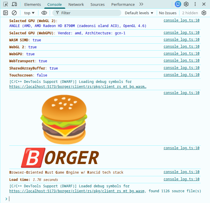 Borger client output